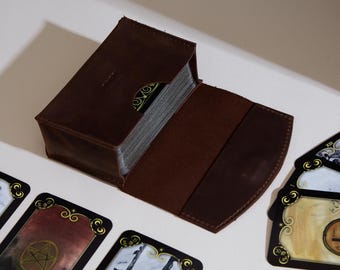 Leather Tarot Case : Handmade Tarot Card Holder - Minimalist Deck Storage Box