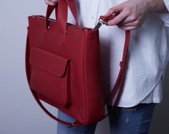 Crossbody Leather Bag | Shoulder Bag with Strap | Leather Handbag | Leather Laptop Bag with Pocket