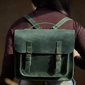 Laptop-Rucksack aus Leder für Damen: 13–14 Zoll Computertasche, wandelbar als Büro- und Pendlertasche