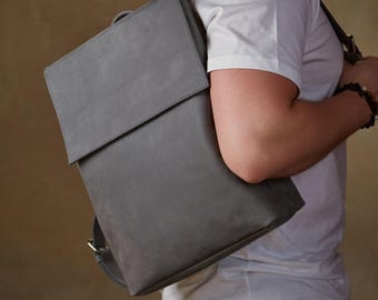 Personalized Leather Rucksack : Minimalist Laptop Backpack – Slim Urban Daypack – Full Grain Leather Bag