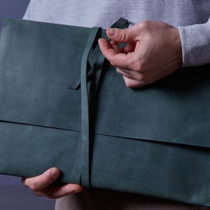 Slim Leather MacBook Sleeve: Personalized Handmade Laptop Cover
