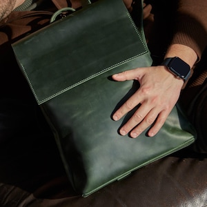 Leather MacBook 13–16 Backpack: Slim Office Backpack, Fits 11-14 inch iPad