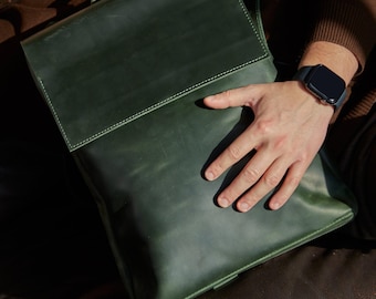 Leather MacBook 13–16 Backpack: Slim Office Backpack, Fits 11-14 inch iPad