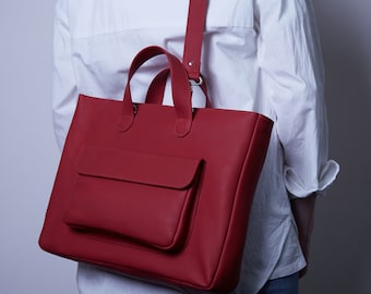 Leather Crossbody Shoulder Bag with Strap | Laptop Bag in 8 colors | Leather Womens Bag Pocket