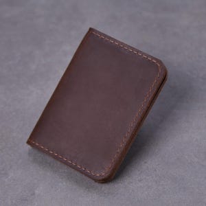 Cartera minimalista de cuero para tarjetas, tarjetero para hombre, porta credencial para él, regalo de cumpleaños