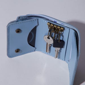 Cartera de viaje con llavero para mujer en 8 colores, tarjetero hecho a mano con personalización, cartera universal para ella.