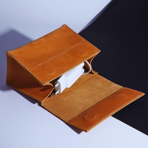 Handmade Leather Cord Pouch. Compact and Stylish Cable Organizer for Storing Cables and Chargers. Macbook cable bag. Gift for Him & Her