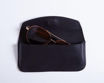 Leather Glasses Case : Slim Sunglasses Sleeve - Soft Protective Eyewear Pouch
