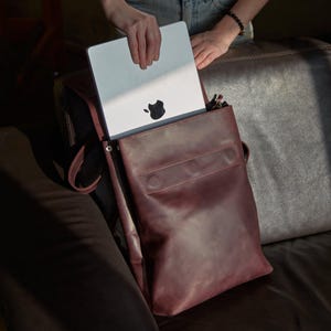 Stylish Leather Laptop Backpack for MacBook 13-16&quot;. Personalized Laptop Bag. Slim Laptop Backpack. MacBook Pro 2025. Anniversary Gift