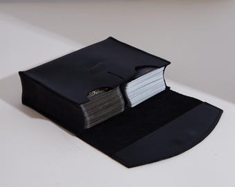 Porta-cartas de tarô em couro, caixa de armazenamento de tarô personalizada, organizador de baralho