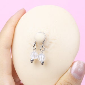 Non Piercing Nipple Jewelry Crystal Quartz , Fake Nipple Rings Set as Pair