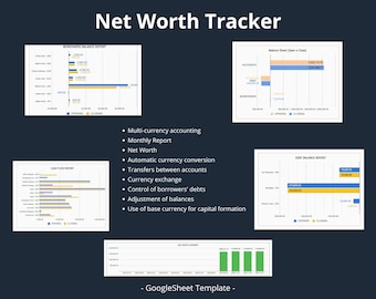 Net Worth Tracker, Budget Dashboard (Google Sheets)
