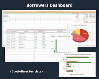Borrower Tracker, Debt Payoff Dashboard for Google Sheets (PDF)