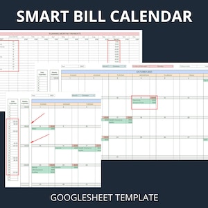 Bill Tracker Spreadsheet, Google Sheets Bill Calendar, Monthly Bill Planner, Bill Payment, Bill Tracker, Bill Dashboard, Bill Calendar, Bill