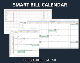 Google Sheets Bill Calendar, Monthly Payment Tracker (Digital Download)