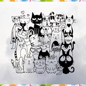 Cats Svg, Lots Of Cats Svg, Cat Cartoon Svg, Cute Cat Svg, Cat Svg, Pet Svg, Cartoon Svg, Comic Cat Svg,  Cats, Kitten Svg, Cartoon Cats Svg