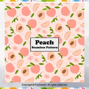 Padrão de pêssego sem costura, padrão de pêssego, papel de pêssego, padrão de repetição de flor de pêssego, fundo verde, cartão para impressão, sublimação, papel digital