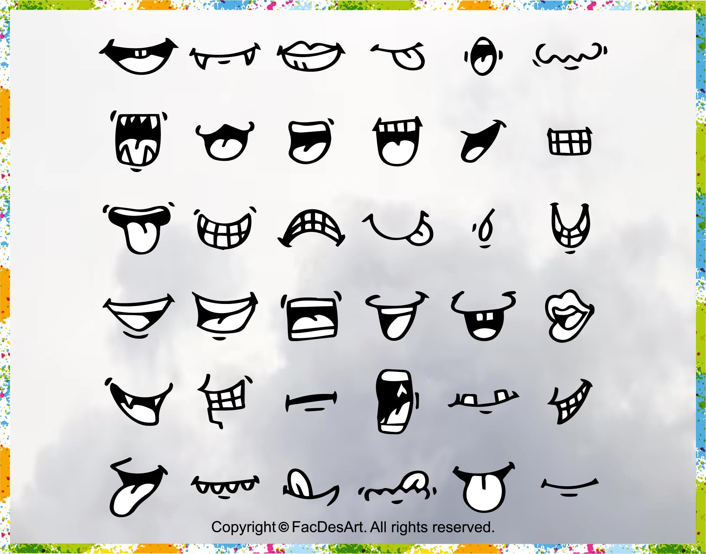 Cartoon Mouth Clipart SVG: Smile, Lips, Tongue (Digital Files)
