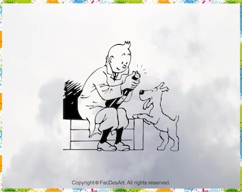 TinTin With Dog SVG: Cartoon Champagne Design, Cricut Silhouette (Digital Files)