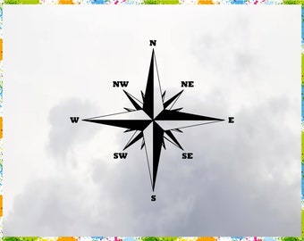 Nautical Compass Rose SVG: Mountain Design Clipart (Digital Files)