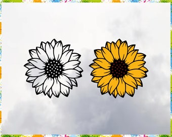 Solros SVG Clipart: Blommig vektorgrafik (digital nedladdning)