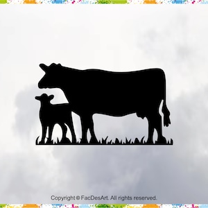 Cow and Calf Silhouette SVG: Farm Design (Digital Files)