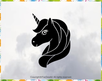 Cabeza de unicornio SVG: Archivos de corte con diseño de cuerno para Cricut y Silhouette (descarga digital)
