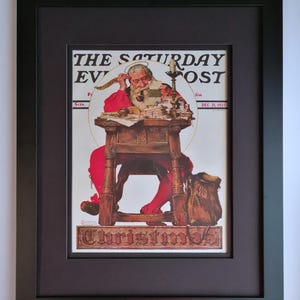 Vintage Saturday Evening Post December 21, 1935 Norman Rockwell Christmas Santa at his Desk Cover Only Framed - Original NOT a Reprint