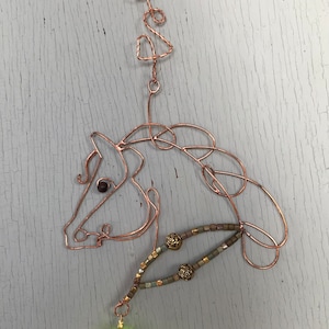 Copper Wire Horse Ornament Green