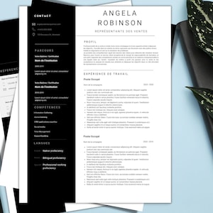 Plantilla CV, Profesional, Francés, Canva, Plantilla de CV, Minimalista, en francés, fácil, carta de presentación, Carta de presentación