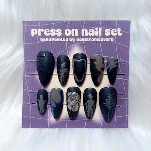 BTS Agust D D-Day Black Press on Nails