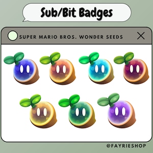 7x Sub/Bit Badges Super Mario Bros. Wonder Seeds/Emote/Twitch