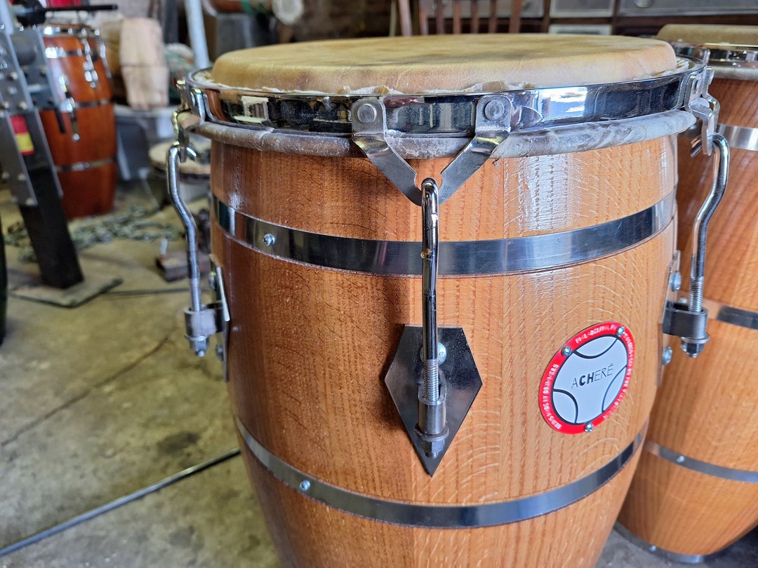 Acheré Percussion Set of Congas Drum Made in Red Oak Rumba Style Etsy