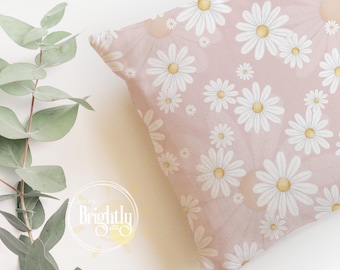 Daisy Gift for Girl Personalized Kids Cushion Birthday Kids Custom Daisy Pillow Boho Décor Kids Bedroom Beige Daisy Pillow Pink
