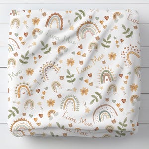 Personalized Boho Rainbow Baby Name Blanket Custom Baby Girl Gift Christmas Newborn Gift Neutral Rainbow Blanket Baby Shower Gift Swaddle