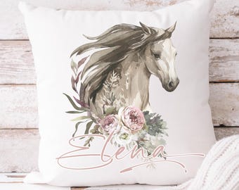 Horse Gift for Girl Personalized Kids Cushion Birthday Kids Custom Horse Pillow Farmhouse Décor Kids Bedroom Gift Horse Lover