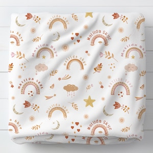 Personalized Baby Name Blanket, Custom Baby Blanket, Swaddle Blanket, Baby Shower Gift, Newborn Gift, Rainbow Blanket, Neutral Rainbow