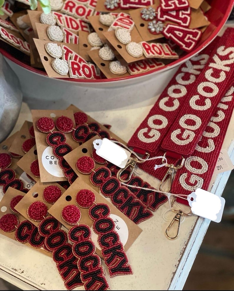 Gameday beaded straps,gameday straps,stadium straps,college straps,clear bag strap,purse strap beaded,Gameday gear,Stadium gear,Licensed keychain