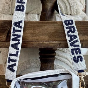 Beaded purse strap, gameday purse strap, college purse strap, stadium strap, beaded purse strap, Atlanta braves, stadium bag strap