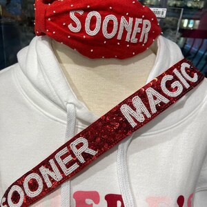 Gameday beaded straps, gameday straps, stadium straps, college purse straps, clear bag strap, Stadium bag strap, custom purse strap,Licensed S|M, crimson/wht seq