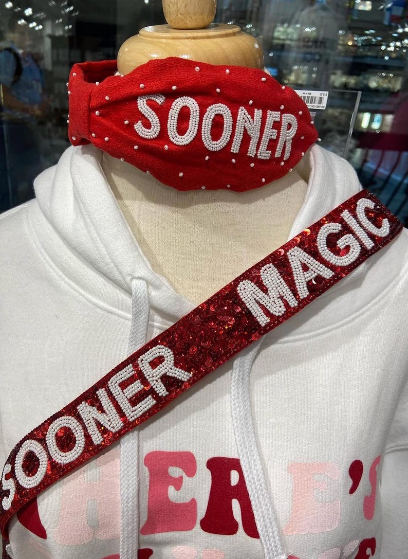 Gameday beaded straps, gameday straps, stadium straps, college purse straps, clear bag strap, Stadium bag strap, custom purse strap,Licensed S|M, crimson/wht seq