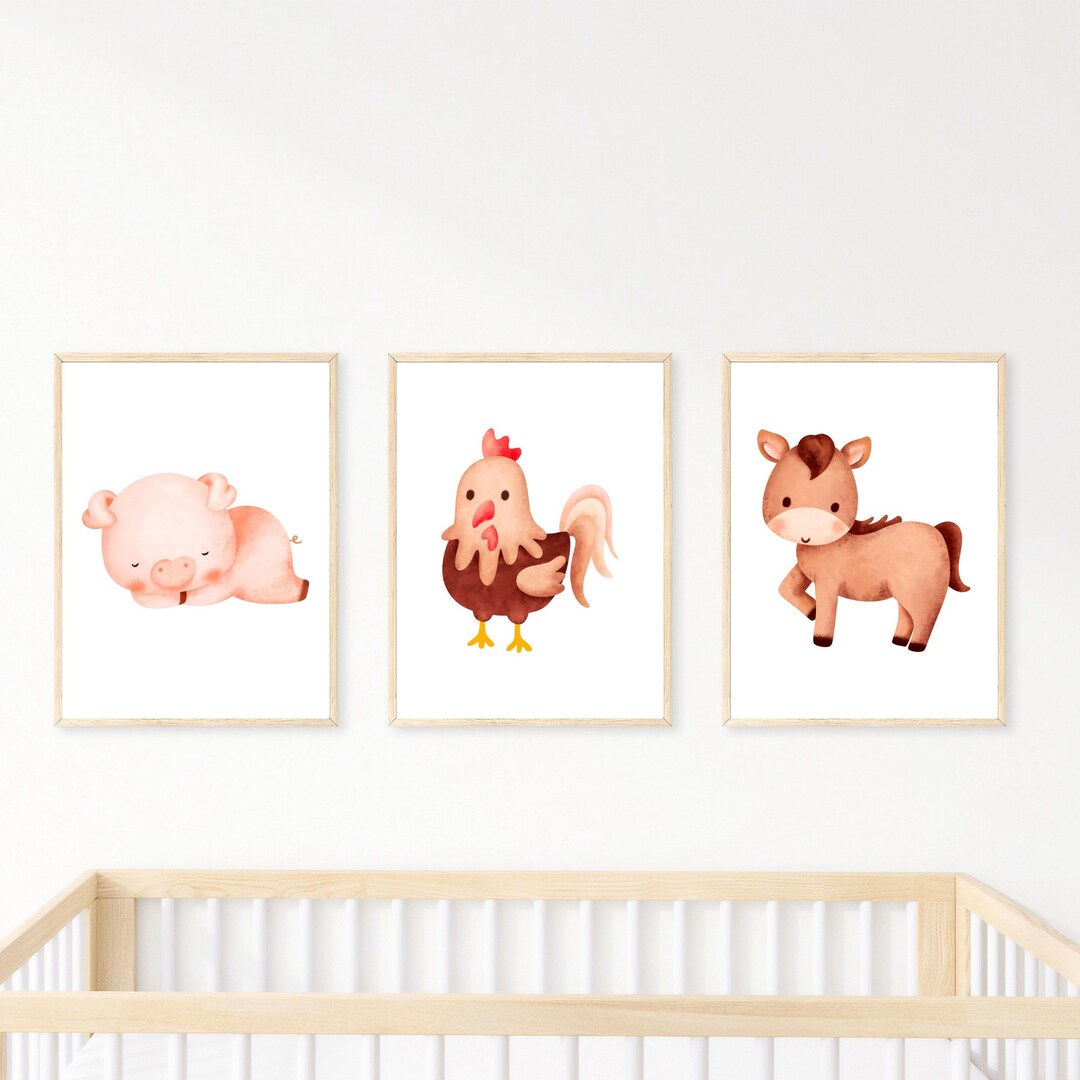 Farm Animals Kids Room Printable Wall Art Barnyard Nursery Prints Farm ...