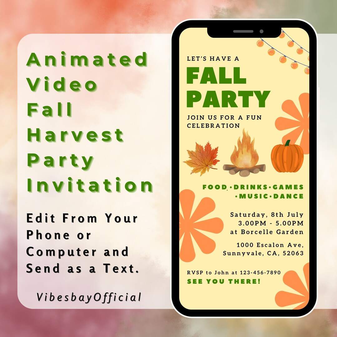 Fall Harvest Party Invitation Template Fall Festival Flyer Text Message ...