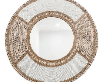 MIROIR de FIBRES NATURELLES et coquillages