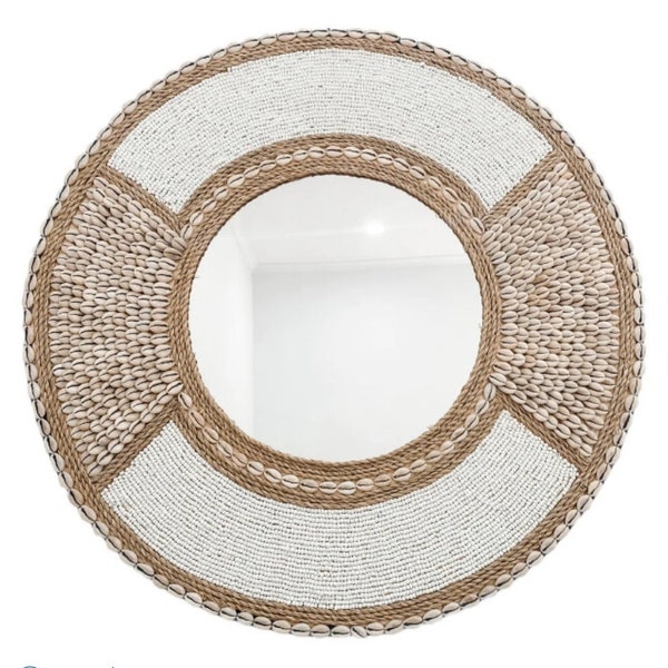 MIROIR de FIBRES NATURELLES et coquillages