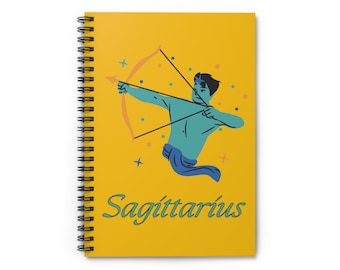 Sagittarius journal - zodiac notebook - Sagittarius  archer - Sagittarius birthday - spiral notebook - 118 lined pages - 6x8"