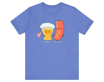 Fourth of July tee - beer and hot dog shirt - American flag - unisex fit - 6 colors