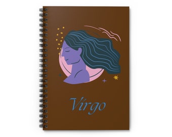 Virgo journal - zodiac notebook - Virgo maiden - Virgo birthday - spiral notebook - 118 lined pages - 6x8"