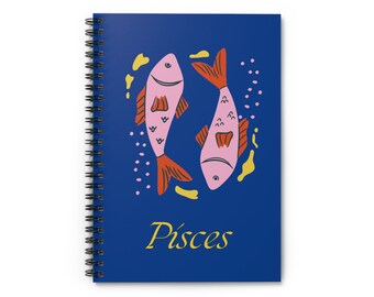 Pisces journal - zodiac notebook - Pisces fish - Pisces gift - spiral notebook - 118 lined pages - 6x8"