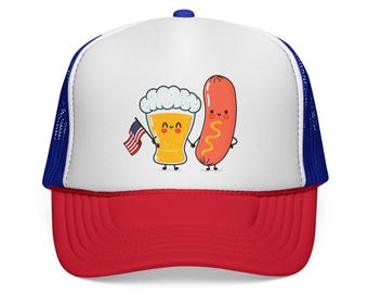 Fourth of July trucker hat - beer and hot dog - 7 colors